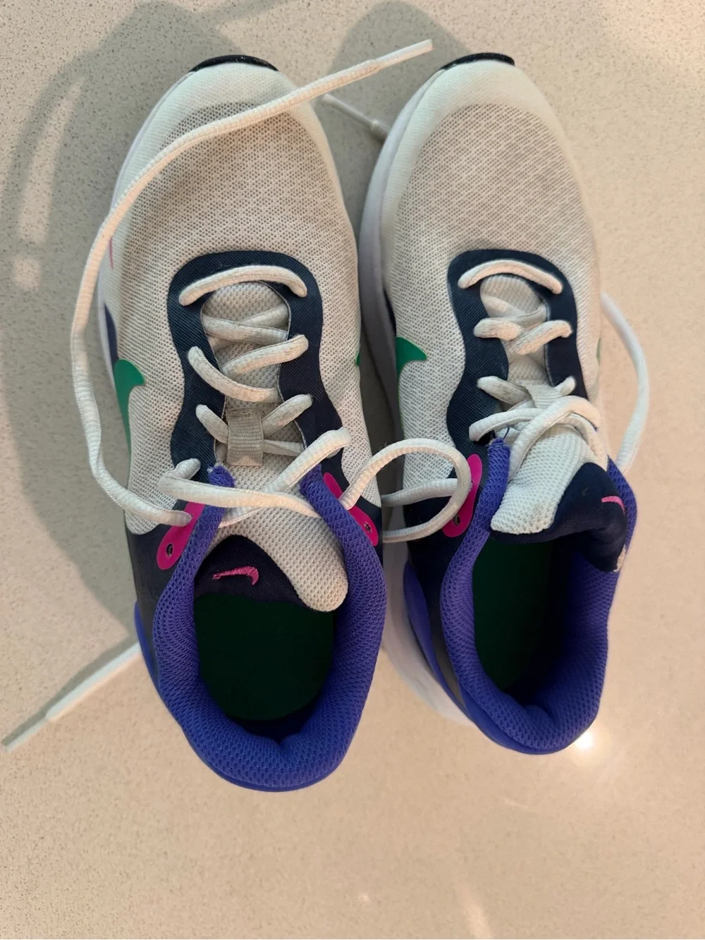 Nike Kids' White & Green Lightweight Running Shoes